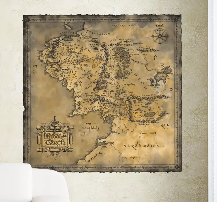 Sticker carte monde Tolkien - TenStickers