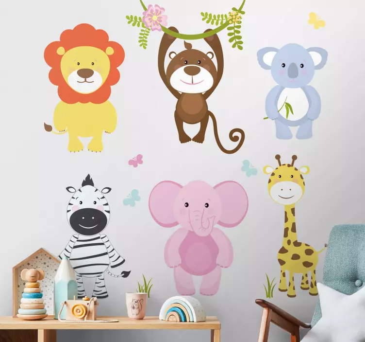 Sticker chambre enfant amis animaux mignons - TenStickers