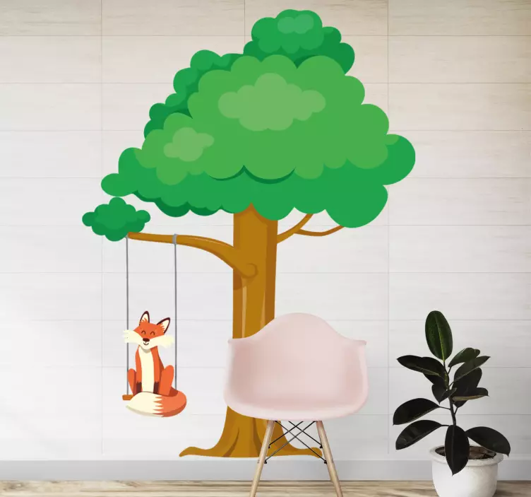 Sticker chambre enfant arbre de renard espiègle - TenStickers