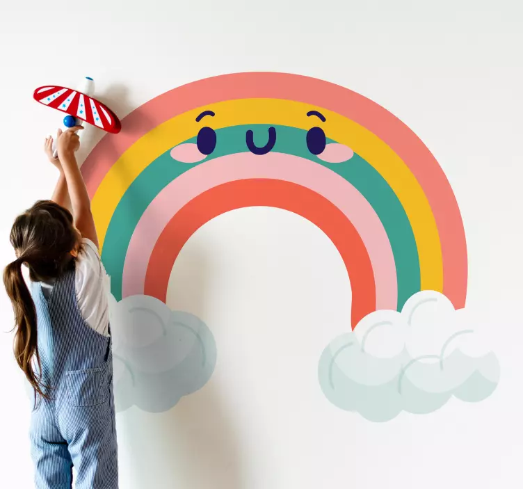 Sticker chambre enfant art de l'arc-en-ciel joyeux - TenStickers