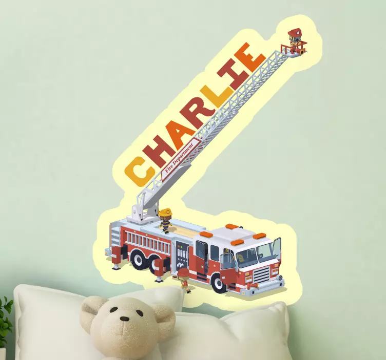 Sticker chambre enfant aventure camion de pompier - TenStickers