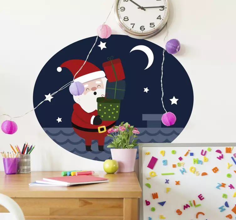 Sticker Chambre Enfant Cheminée du Père Noël - TenStickers