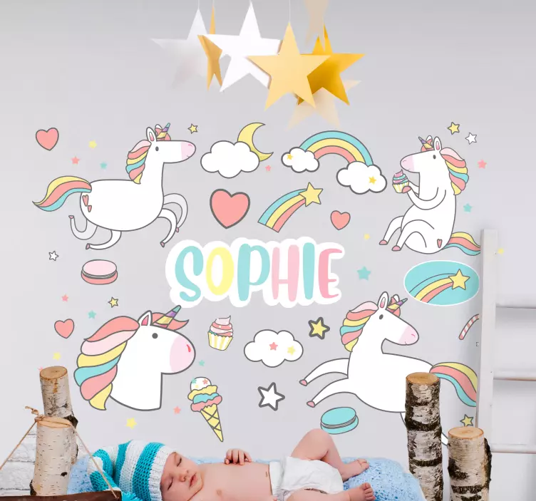 Sticker chambre enfant concept licorne Éclatante - TenStickers