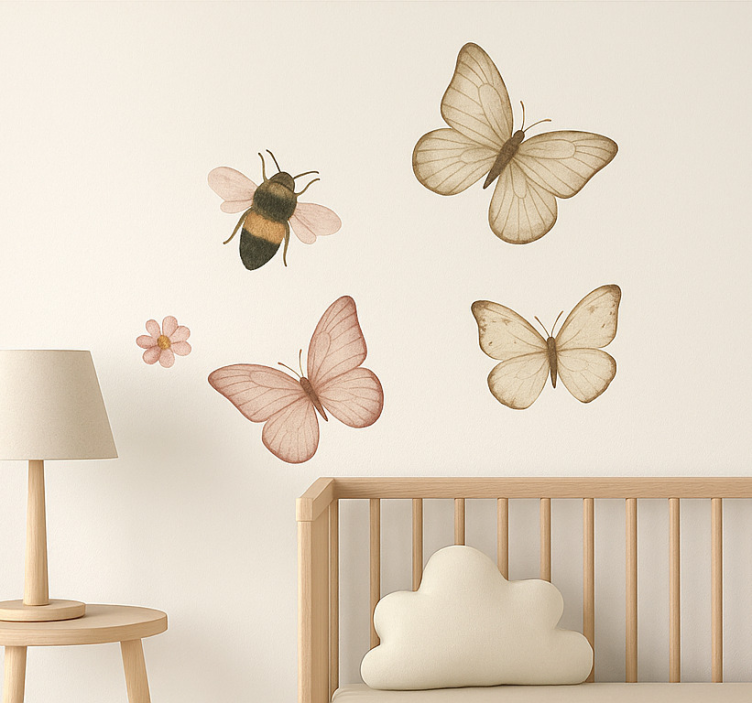 Sticker chambre enfant conception d'insectes bohème - TenStickers
