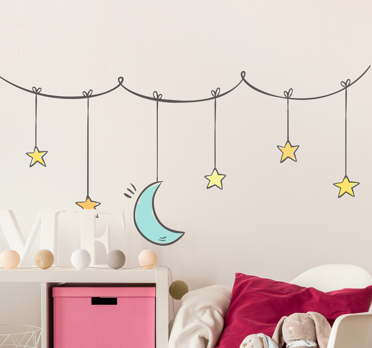 Sticker chambre enfant étoile et demi-lune - TenStickers