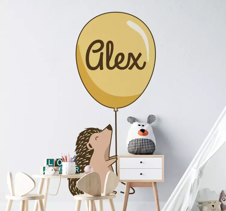 Sticker chambre enfant hérisson avec ballon - TenStickers