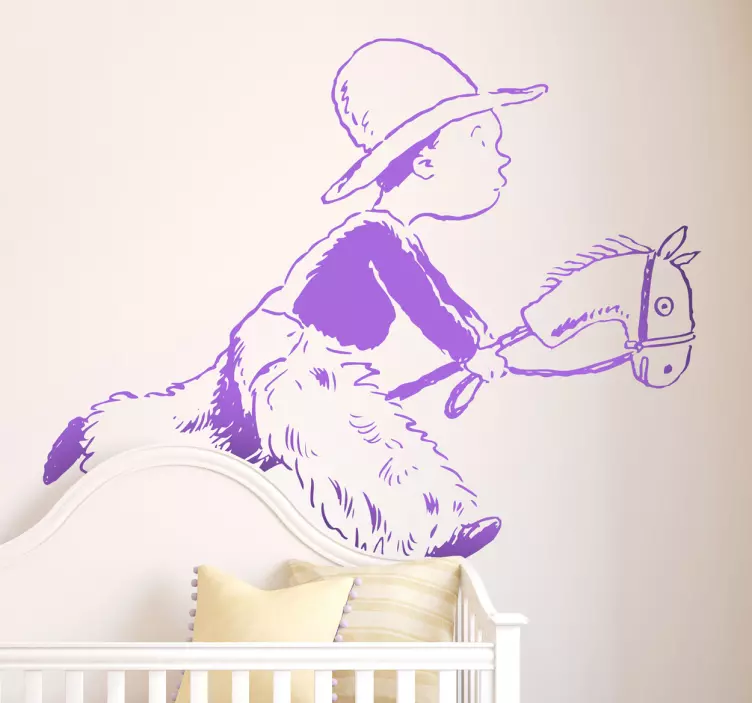 Sticker chambre enfant enfant sur un cheval - TenStickers