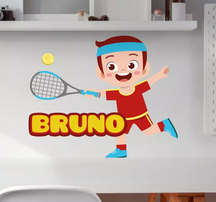 Sticker chambre enfant joueur de tennis heureux - TenStickers