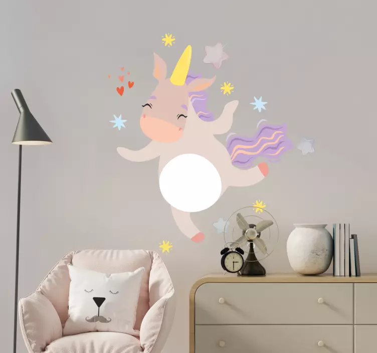 Sticker chambre enfant licorne grise dansant - TenStickers