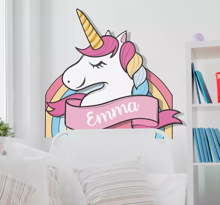 Sticker Chambre Enfant Licorne Personnalisée - TenStickers