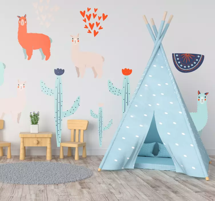 Sticker Chambre Enfant Llamas Mignons - TenStickers