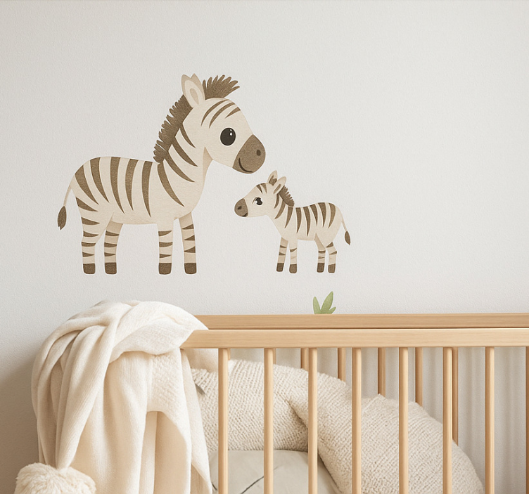 Sticker chambre enfant maman et bébé zèbre - TenStickers
