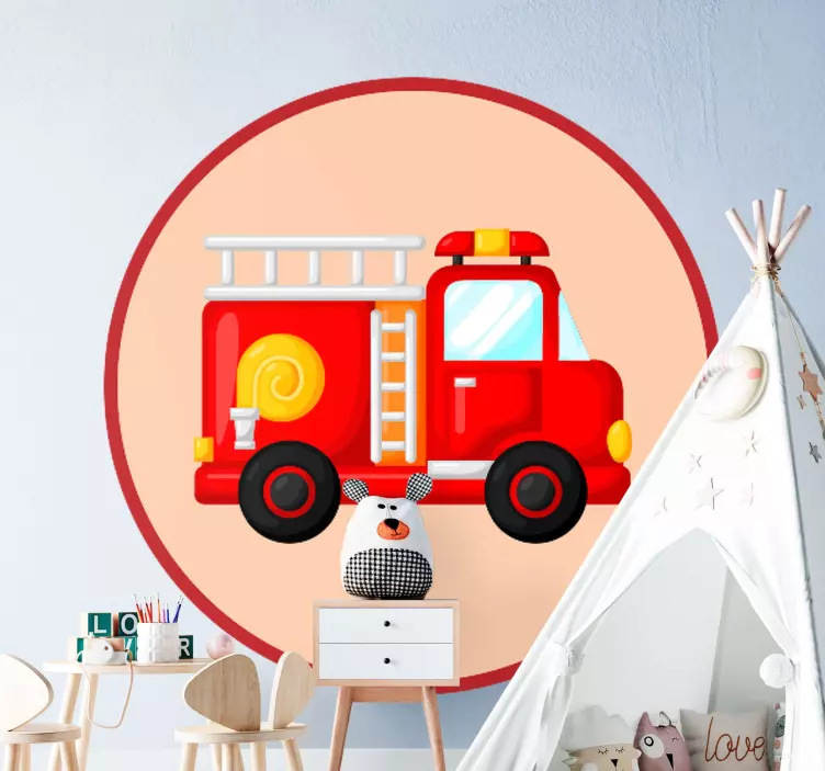 Sticker chambre enfant œuvre d'art de camion de pompiers - TenStickers