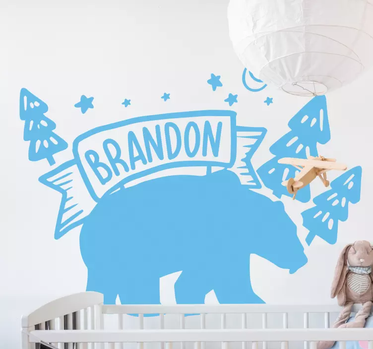 Sticker chambre enfant ours et arbres - TenStickers