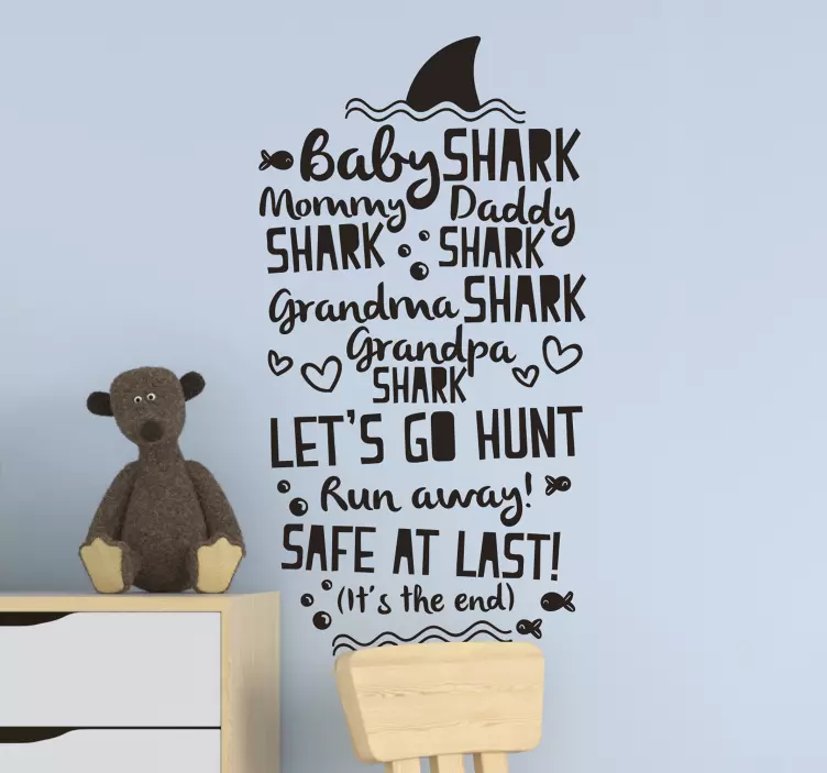 Sticker Chambre Enfant Paroles Baby Shark - TenStickers