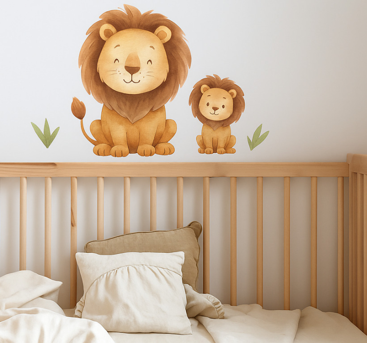 Sticker chambre enfant père et fils lion - TenStickers