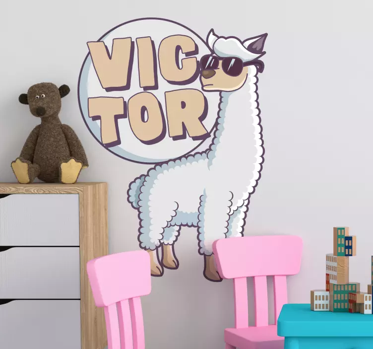 Sticker chambre enfant personnage de lama cool - TenStickers