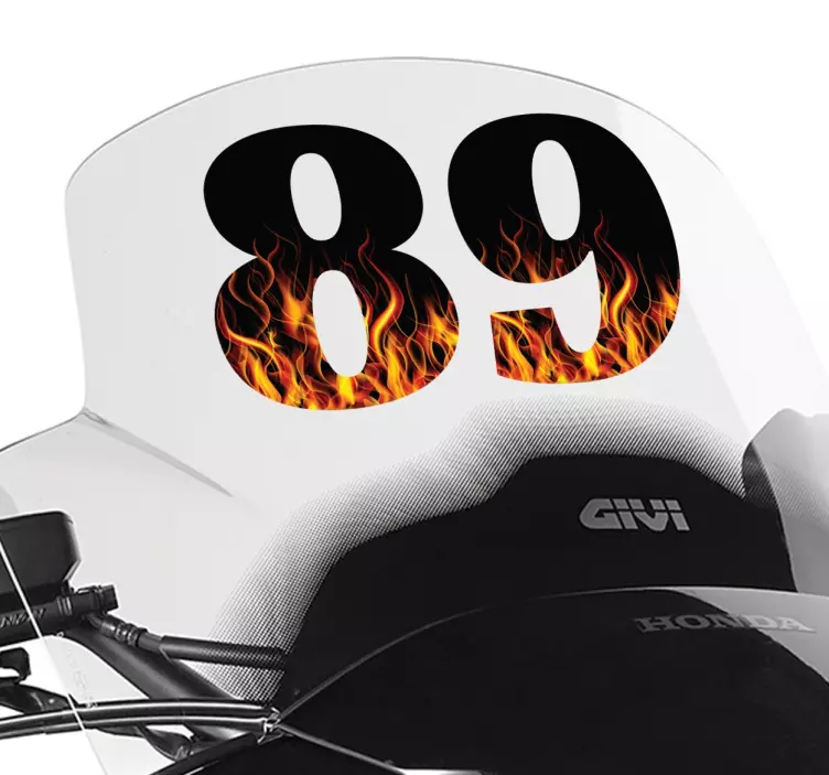Sticker moto chiffres flammes - TenStickers