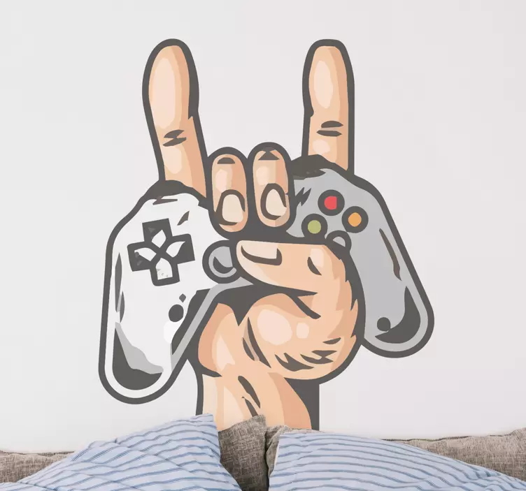 Sticker cinéma tv et jeux vidéo geste du rock - TenStickers