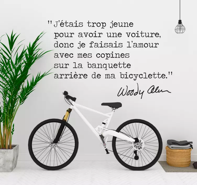 Sticker citation Woody Allen byciclette - TenStickers