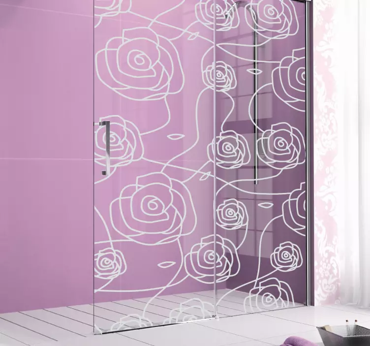 Sticker cloison de douche roses - TenStickers