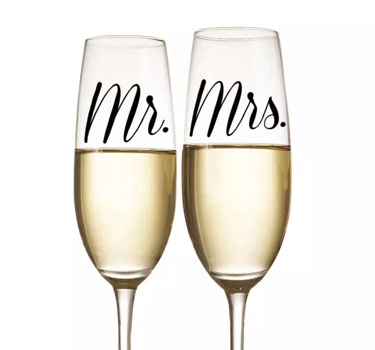 Sticker coupes de mariage Mr. Mrs. - TenStickers