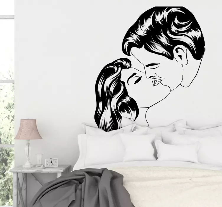 sticker mural couple baiser - TenStickers