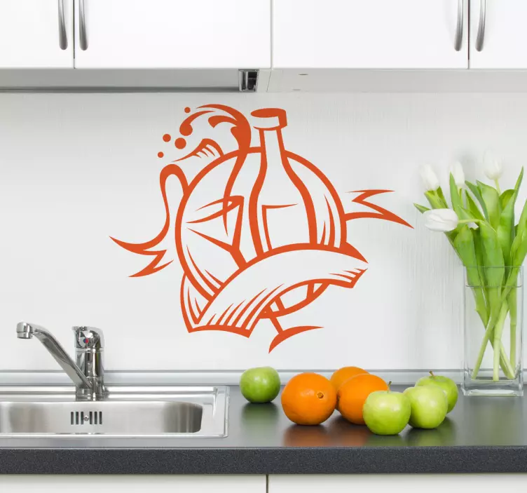 Sticker cuisine bouteille de vin - TenStickers