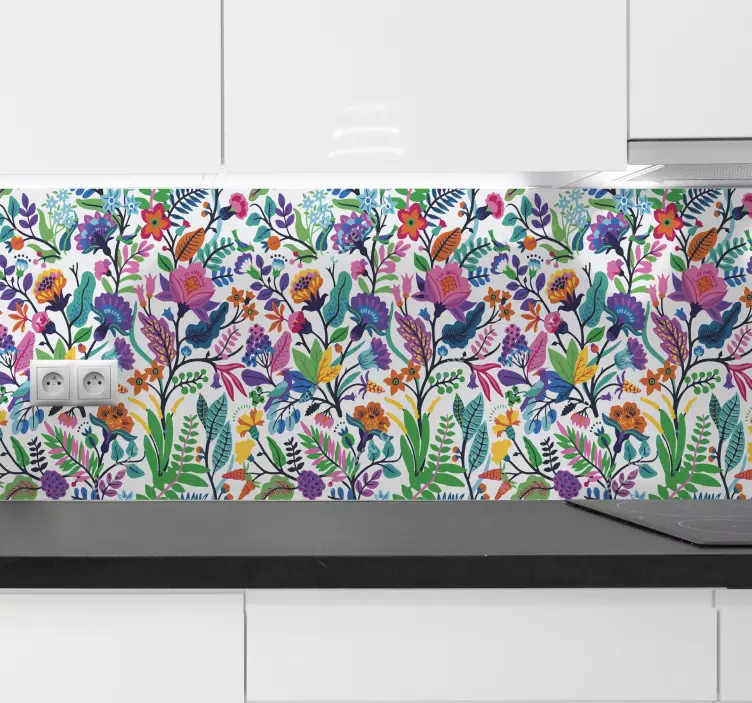 Frise autocollante floral multicolore - TenStickers