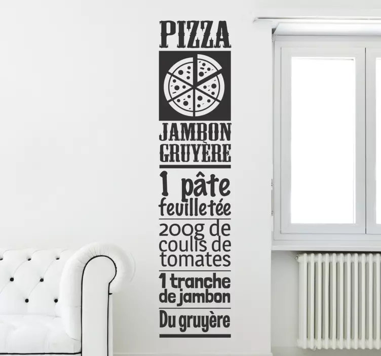 Sticker recette pizza jambon gruyère - TenStickers