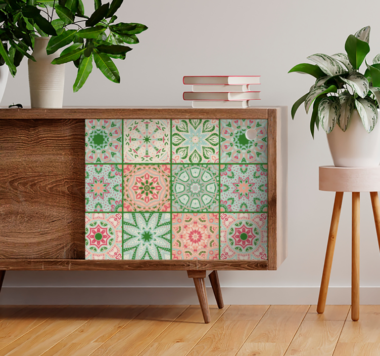 Sticker déco carreaux à motifs colorés - TenStickers