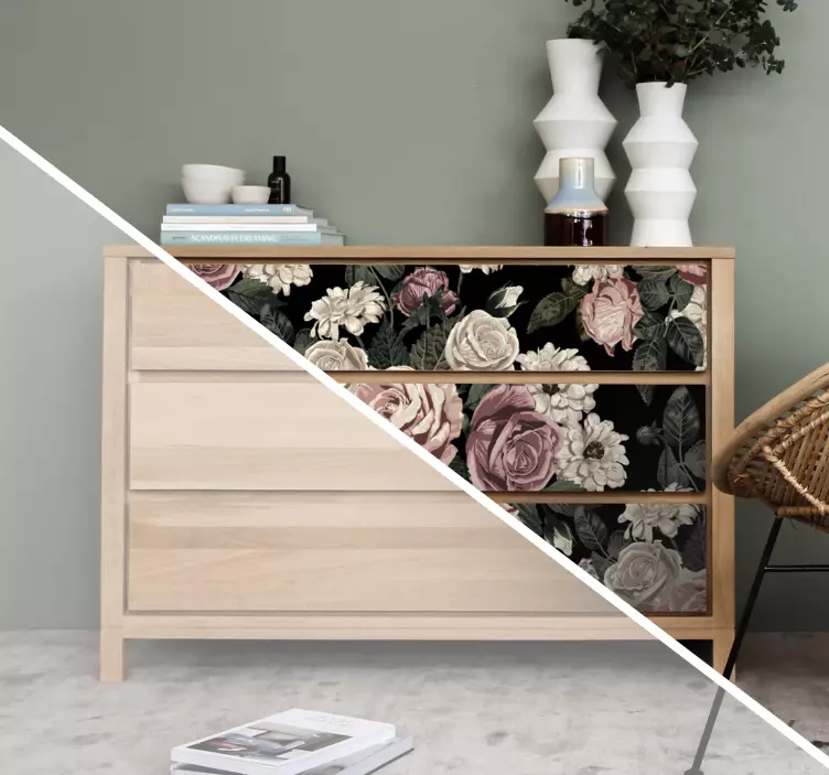 Adhésif meuble de grandes roses - TenStickers