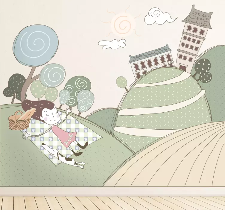 Sticker déco pique-nique de filles joyeuses - TenStickers