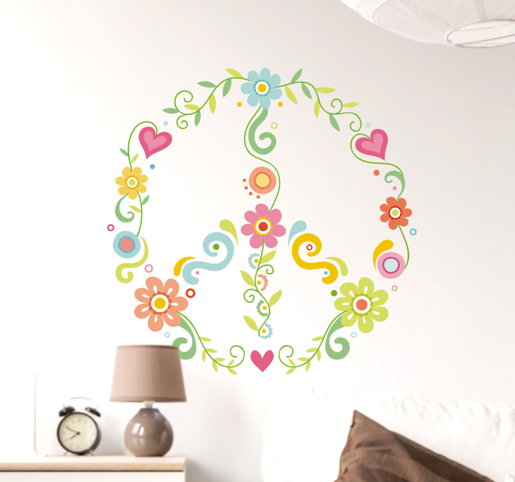 Sticker salon symbole de paix floral - TenStickers