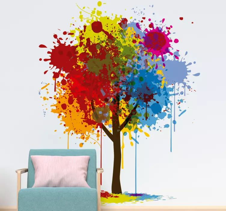 Sticker arbre taches de couleurs - TenStickers