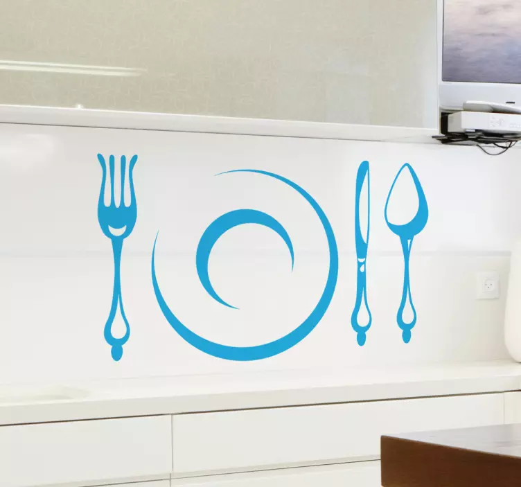 Sticker cuisine assiette et couverts - TenStickers