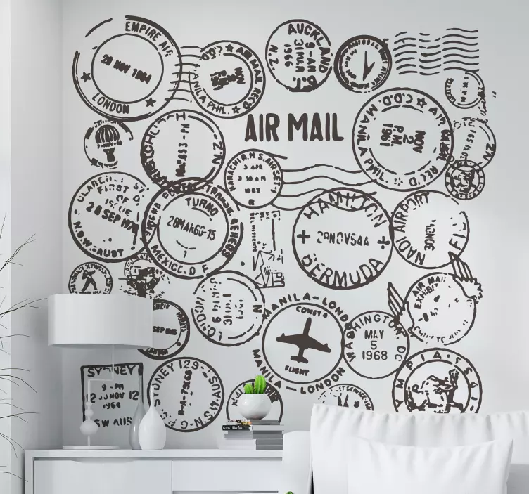 Sticker décoratif cachets passeport - TenStickers