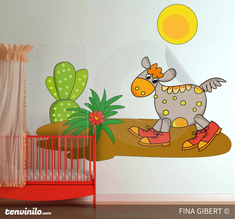 Sticker enfant animal balade désert - TenStickers