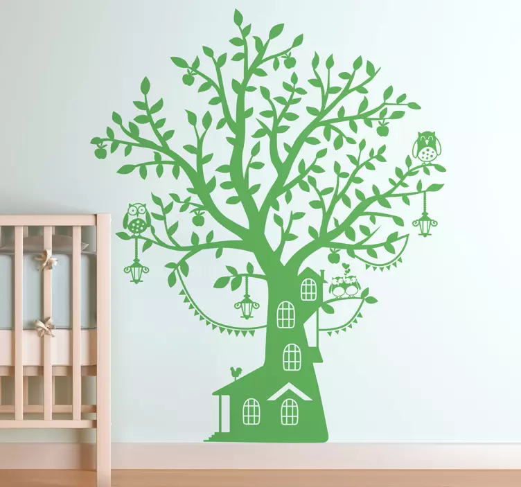 Sticker enfant arbre maison - TenStickers