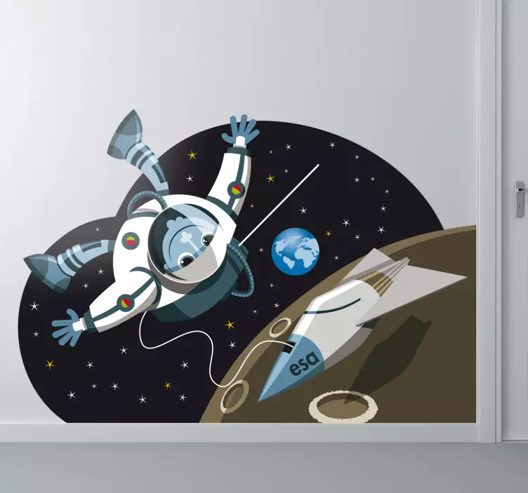 Sticker enfant astronaute planète - TenStickers