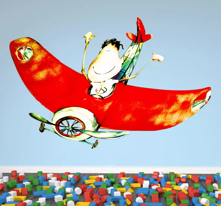 Sticker enfant avion rouge - TenStickers
