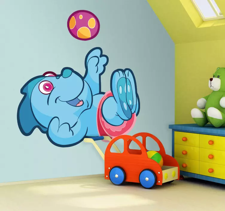 Sticker enfant bébé dinosaure bleu - TenStickers