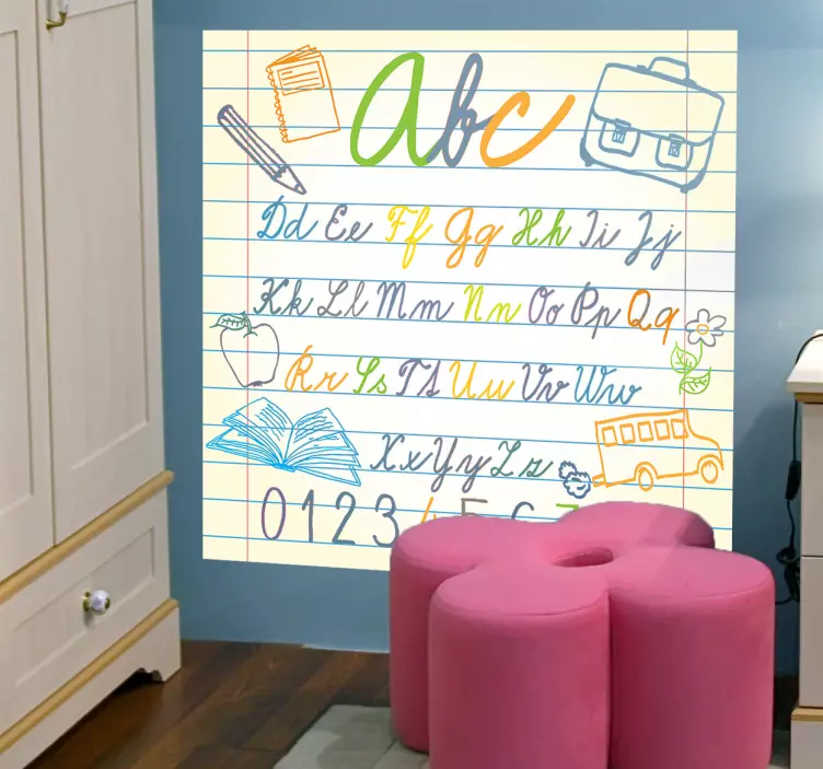 Sticker enfant cahier alphabet - TenStickers