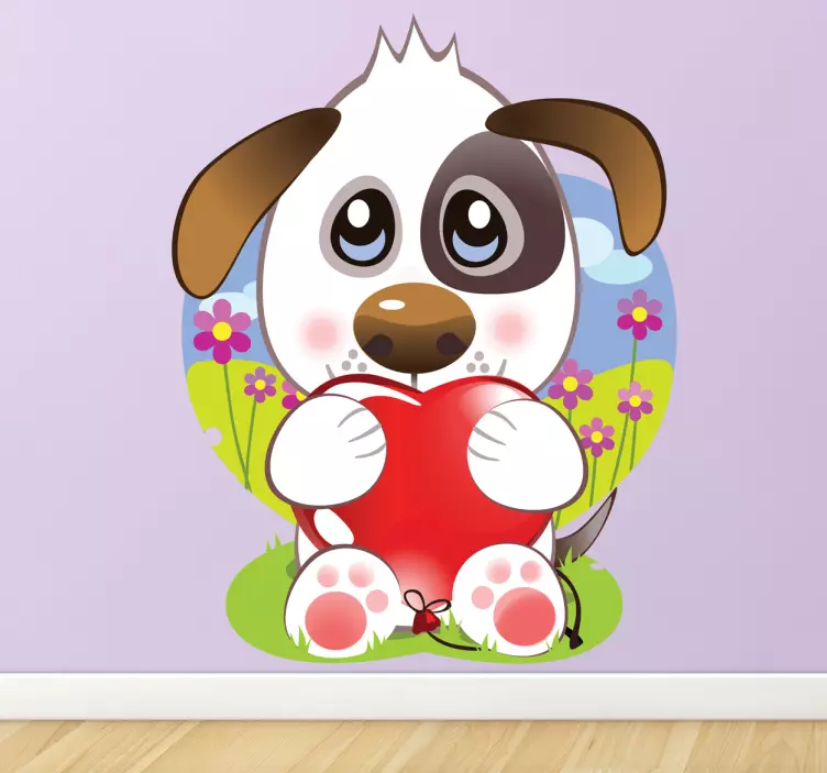Sticker enfant chien coeur - TenStickers