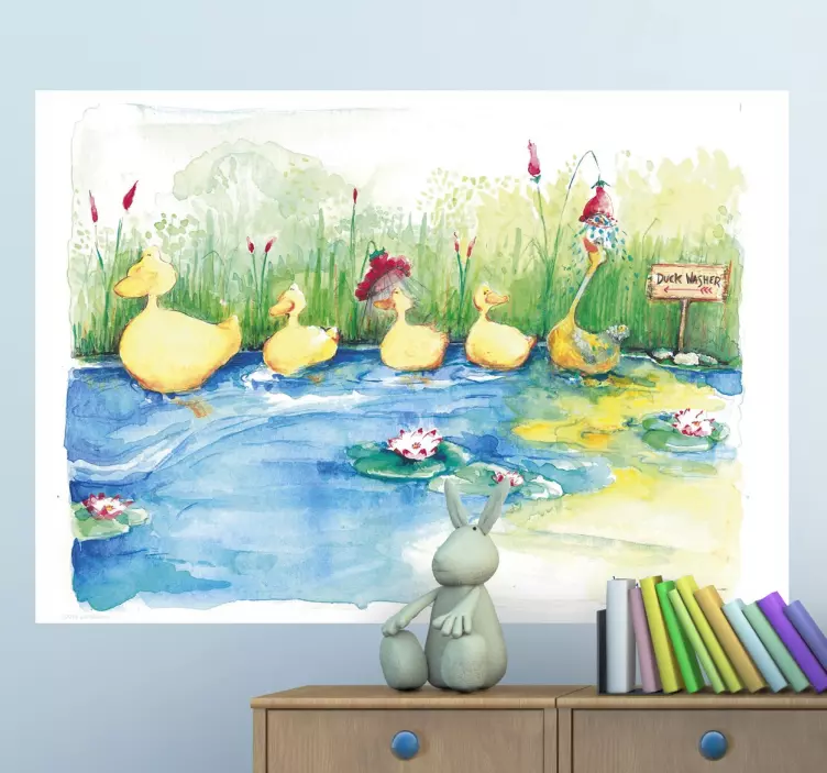 Sticker enfant oiseaux famille de canards - TenStickers