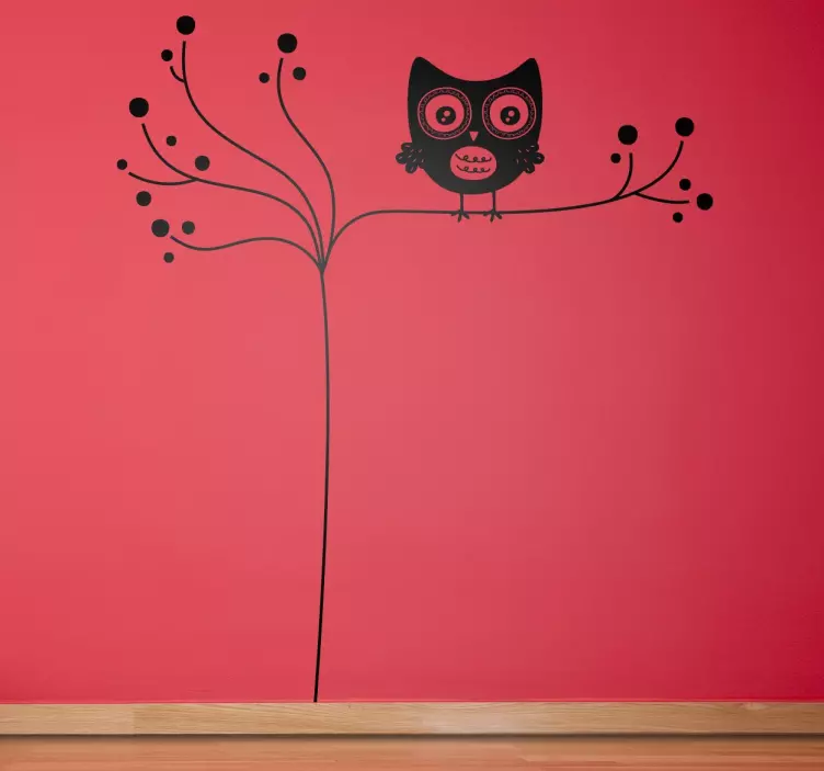 Sticker enfant hibou sur branche - TenStickers