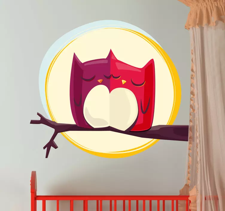 Sticker enfant hiboux clair de lune - TenStickers