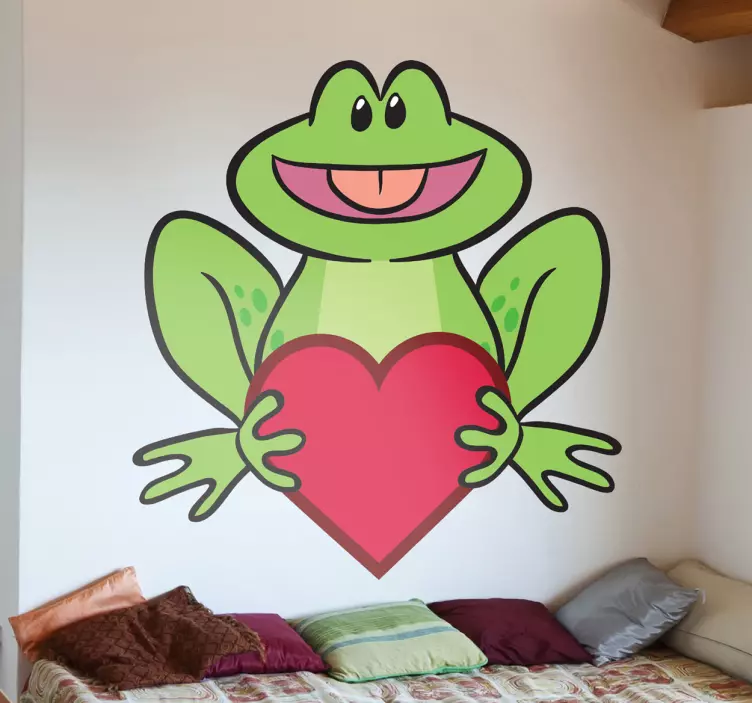 Sticker enfant illustration grenouille cœur - TenStickers