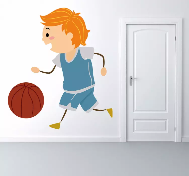 Sticker enfant joueur basket court - TenStickers