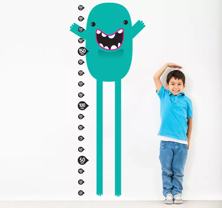 Sticker enfant mesureur monstre vert - TenStickers